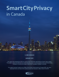 Image of the title page for the Smart City Privacy in Canada Report